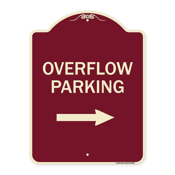 Signmission Overflow Parking with Right Arrow Heavy-Gauge Aluminum Architectural Sign, 24" x 18", BU-1824-23515 A-DES-BU-1824-23515 - main